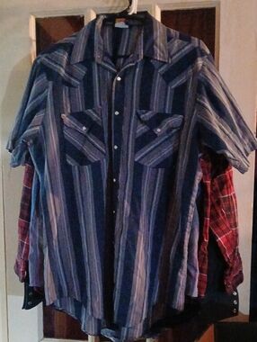 Men's Blue Striped Western Shirt
